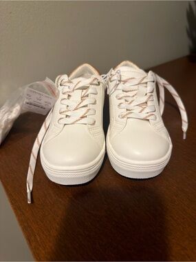 Crewcuts White Sneakers with Pink Stripe Laces